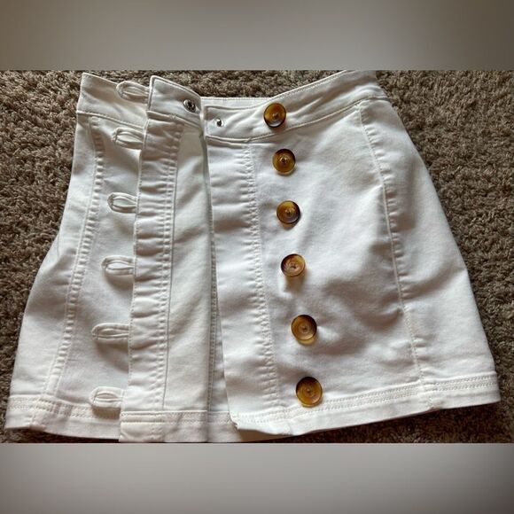 Free People Little Daisies White Button-Front Mini Skirt Size 0 - Picture 7 of 11